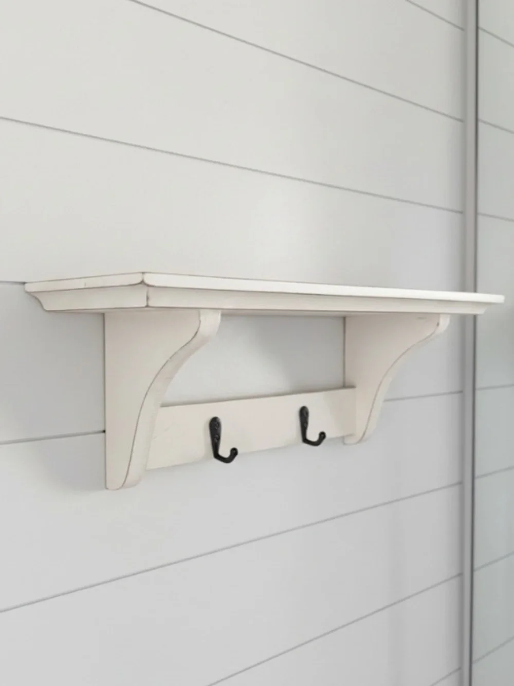 White Wall Shelf With Hooks